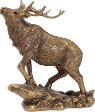 Deer Ornament Home Decor Figurine Antique Bronze Finish Highland Stag Sculpture