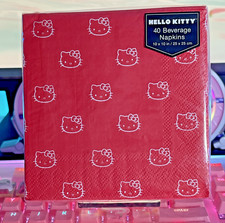 2023 Sanrio Hello Kitty 40 Beverage Cocktail Paper Napkins Classic Red 10”x10”