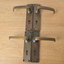 Antique Brass Lever Door Handles 1930s x 4. Reclaimed. (#2)