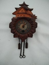 Vintage Miniature Cuckoo Wall Clock German Black Forest