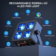 4-LED RGBWA+UV Battery Powered