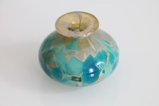 Mdina Malta Studio Glass Vase Turquoise 70s 80s Glass Vintage MCM 