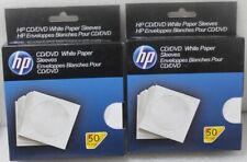 100 HP CD / DVD White Paper Sleeves Disc Storage Protectors w/Clear Window Flap