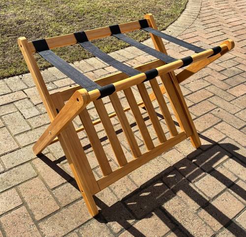 Bamboo folding luggage rack - folding,