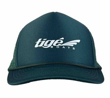 Tige Boats Logo Trucker Hat Green Snapback Mesh Corded Cap Adjustable NWOT