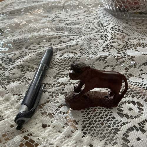 Carved wood netsuke bull