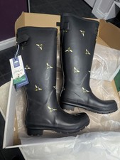 Joules Women's Wellington Boots Size 4 New with Tags Adjustable Calve Size Boxed