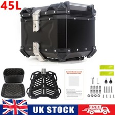 45L Motorcycle Rear Top Box Luggage Aluminium Alloy Tail Carrier Tool Case Black
