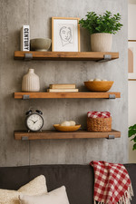 Rustic Scaffold Board Shelves | Wooden Kitchen Bedroom Living Room Shelf 