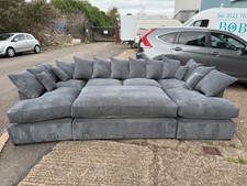 Cinema U SHAPE SOFA SALE , Brand New Grey cord Corner Sofa Bed With  Footstool