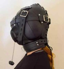 BDSM Bondage Gimp Hood Blindfold Mouth Cover Gag Fetish Sensory Deprivation Mask