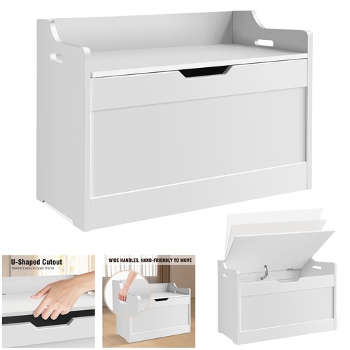 Wooden toy box large - large, white