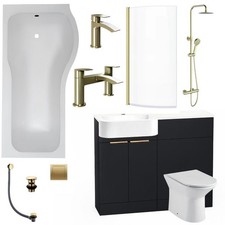 Matt Black P Shape Vanity 1700