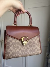 Coach  Top Handle Bag In Signature Canvas-Canvas/Brass/Tan/Rust