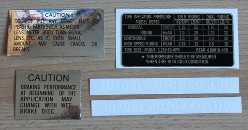 Suzuki gs750 warning and side - suzuki,