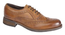 Roamers 5 Eyelet Brogue Oxford Tie Shoes Tan Leather Boots