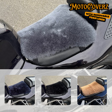 Motorcycle Sheepskin Seat Pad Security Straps Short Wool Foam Liner Motorbike