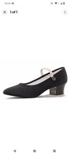 Katz Black Cuban Heel Syllabus Shoes Canvas Dance BRAND NEW BOXED SIZE 1.5 CHILD