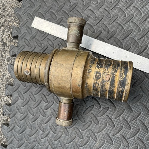 Vintage 1938 brass fire - 1938, hose