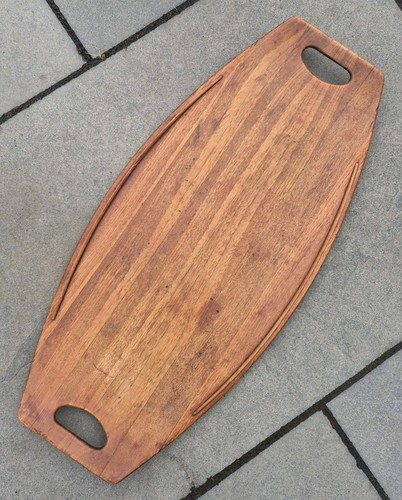 Vintage staved teak serving - staved,