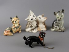 Vintage Cortendorf (Goebel) Cat 2854, Szeiler Kittens, and 2 Other Cat Figurines