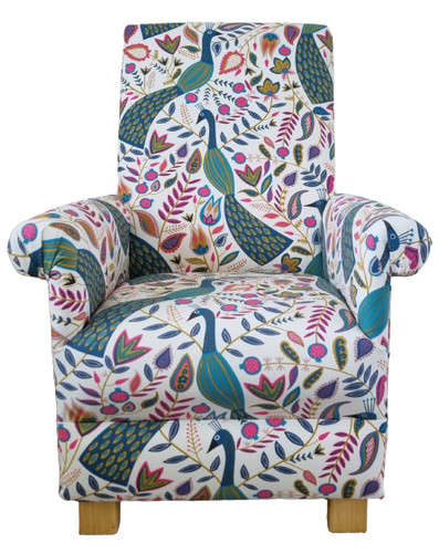 Fryetts peacocks teal fabric - peacocks,