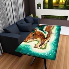 Handmade Ocean Blue Epoxy Table | Resin River Center Table for Living Room