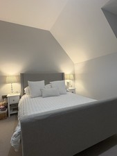 Upholstered Grey Sleigh Bed