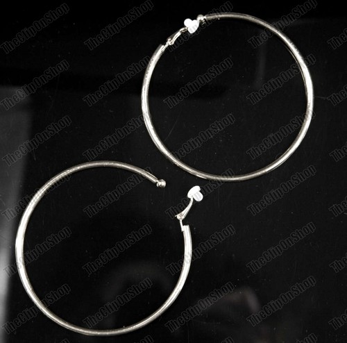 Big 8cm clip hoop earrings - 8cm, on