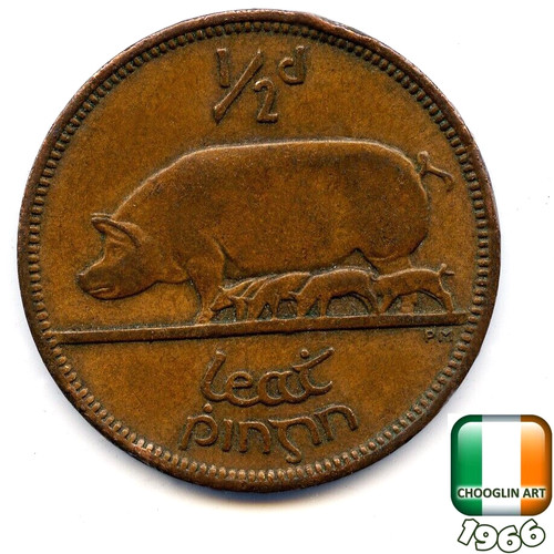 Irish 1966 halfpenny - 1966,
