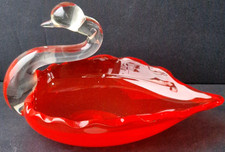 Art Glass Swan Bowl Candy
