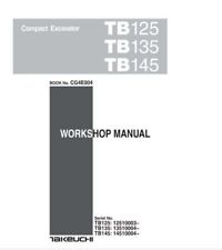 Takeuchi TB145 Excavator Workshop and Parts Manuals Set of 3 Manuals