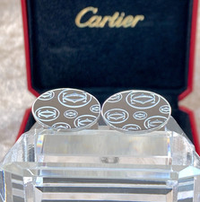 Cartier Cufflinks 925 Sterling Silver Happy Birthday 2C Décor with Case