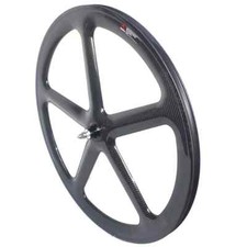 700C 5 Spokes Track Fixed Gear Carbon Front Wheel Clincher Tubular 24*50mm 3K