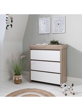 White & Oak Nursery Chest Changer – 3-Drawer Changing Unit with Removable Top