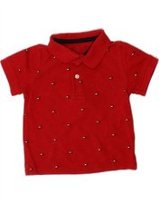 TOMMY HILFIGER Baby Boys Polo Shirt 18-24 Months Red Spotted Cotton BA13