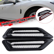 2Pcs Black Cover Car Side Decorative Air Flow Hood Scoop Vent Bonnet Sticker Set