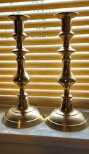 Pair of Vintage Brass Candlesticks  Holders 26cm Tall with push ups 