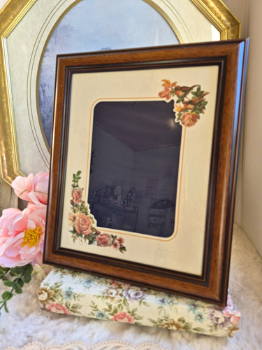 Vintage floral photo - floral, frame