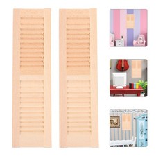  2Pcs Wooden Doll Shutters Mini Shutter Furniture Desktop Doll Shutters Mini