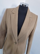 Hobbs camel coat size 10 single button Tia grey felt collar wool blend pockets 