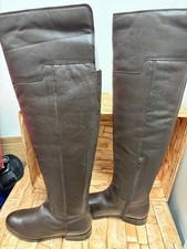 NEW LADIES ALDO BROWN LEATHER OVER THE KNEE RIDING BOOTS ZIPPED UK 4 CG BC3