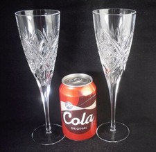 Pair Tall Cristal D'Arques Durand Crystal ST MORITZ Champagne Flute Glasses 9"h