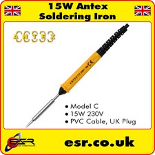 Antex Model C 15W 230V Soldering Iron with PVC Cable, UK Plug S272470 M15