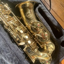 ? RARE ? SOPRANO SAX ? Curved Gold Lacquer Display ? Saxophone w CASE