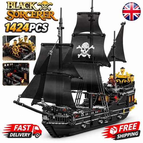 1424pcs black pirate - black, ship