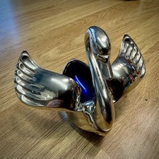 Vintage silver-plated Seba Design Jewelry Swan with blue plastic insert, Elegant