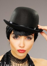 Womens Cabaret Showgirl Black Bowler Hat