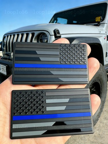 2pcs black metal usa flag - metal,
