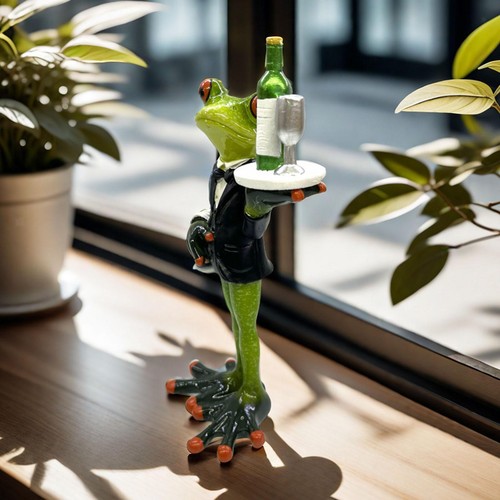 Waiter frog statue - waiter,